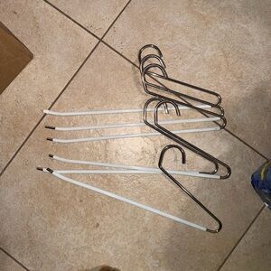Linen Blanket Metal Pants Hangers. Lot Of 6 Non-Slip. Chrome Metal